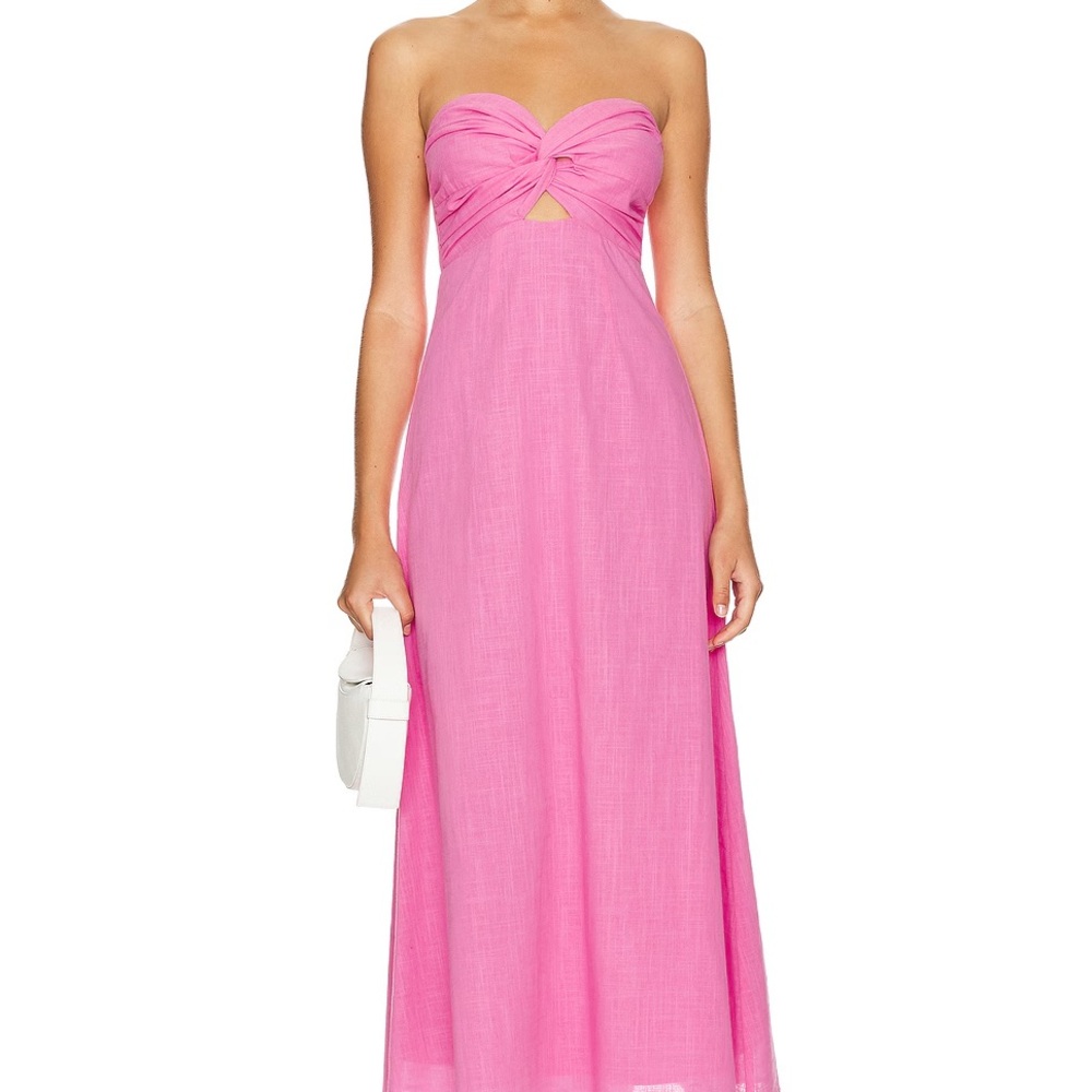 Chic Strapless Pink Maxi Dress